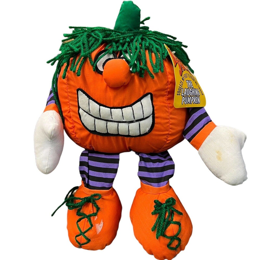 Vintage 1996 Joelson Happy Jack The laughing Pumpkin Jack-O'-Lantern Plush Doll